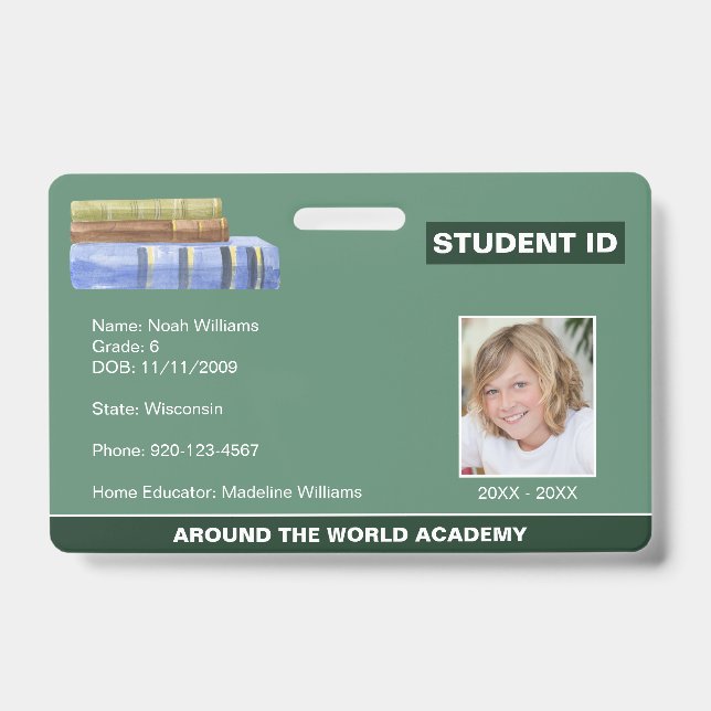 Student-Ausweis Buchstapel Abzeichen Ausweis (Vorderseite)