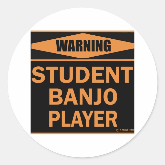 Student Banjo Player Runder Aufkleber (Vorderseite)