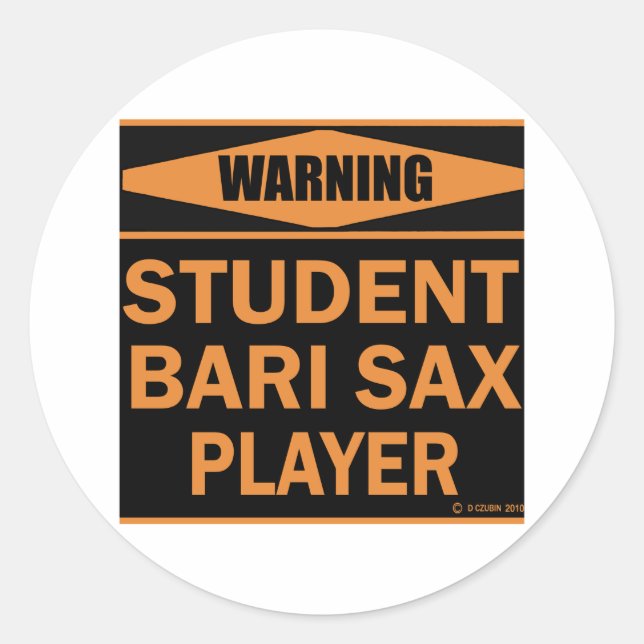 Student Bari Sax Player Runder Aufkleber (Vorderseite)