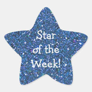STUDENT BLAU (Imitate) GLITZER STAR-OF-WEEK STICKE Stern-Aufkleber