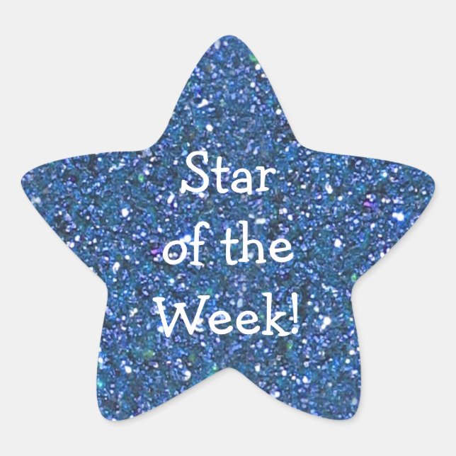 STUDENT BLAU (Imitate) GLITZER STAR-OF-WEEK STICKE Stern-Aufkleber (Vorderseite)