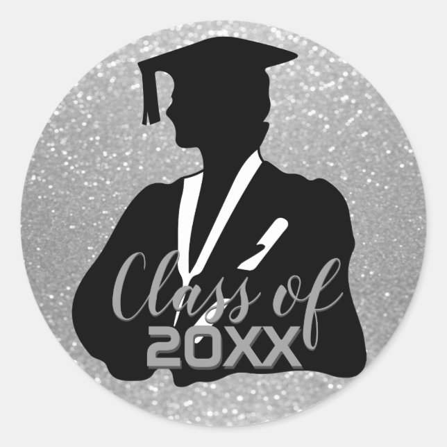 Student der Mädchenschule - Klasse 20XX - Silber Runder Aufkleber (Vorderseite)