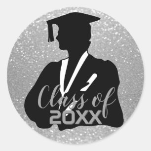 Student der Mädchenschule - Klasse 20XX - Silber Runder Aufkleber