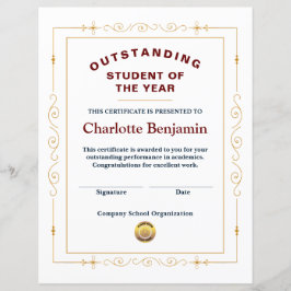 Student des Jahres Erfolgszeugnis