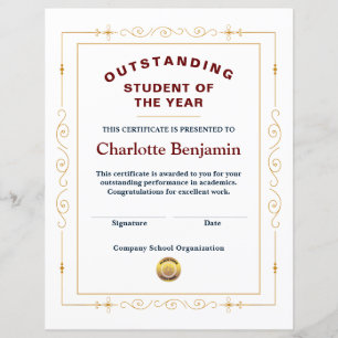 Student des Jahres Erfolgszeugnis