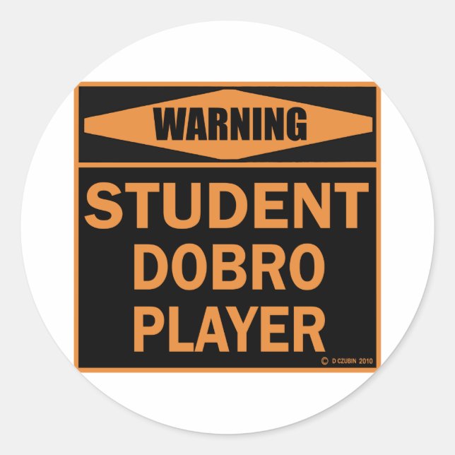 Student Dobro Player Runder Aufkleber (Vorderseite)