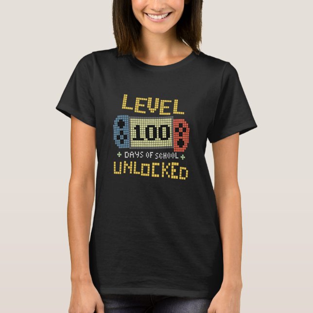 Student Gamer Retro 100th Day Teacher 100 Days of  T-Shirt (Vorderseite)