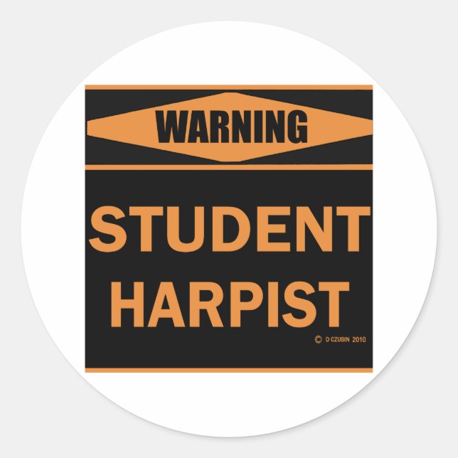 Student Harpist Runder Aufkleber (Vorderseite)