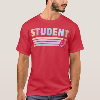 Student isst schläft studiert wiederholt lustig T-Shirt