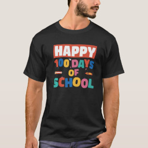 Student Lehrer Gesichtsmaske Glücklich 100. Schult T-Shirt