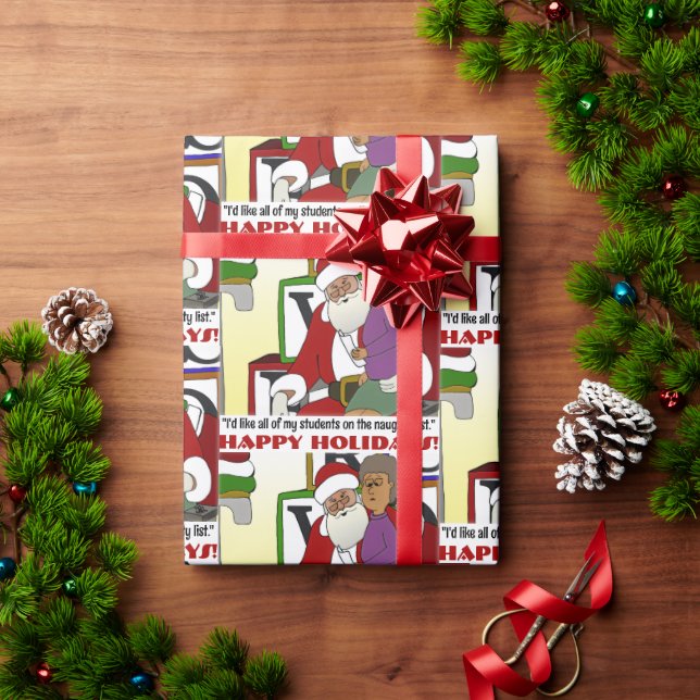 Student Naughty List Yellow Geschenkpapier (Feiertagsgeschenk)