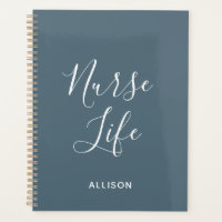 Student Nurse Dusty Blue White Script Personalisie