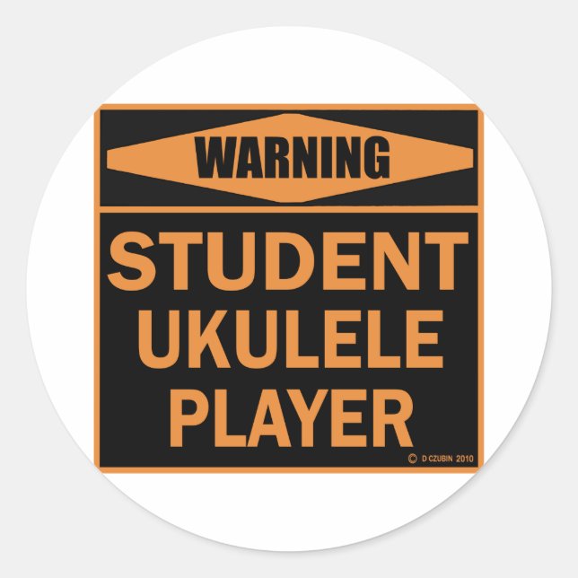 Student Ukulele Player Runder Aufkleber (Vorderseite)