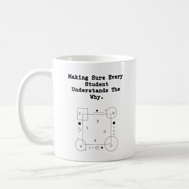 Student versteht warum | Konzeptueller Mathematikl Kaffeetasse (Links)