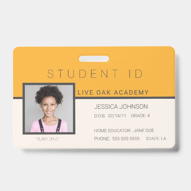 Studentenausweis Abzeichen | Doodles Orange Ausweis (Vorderseite)