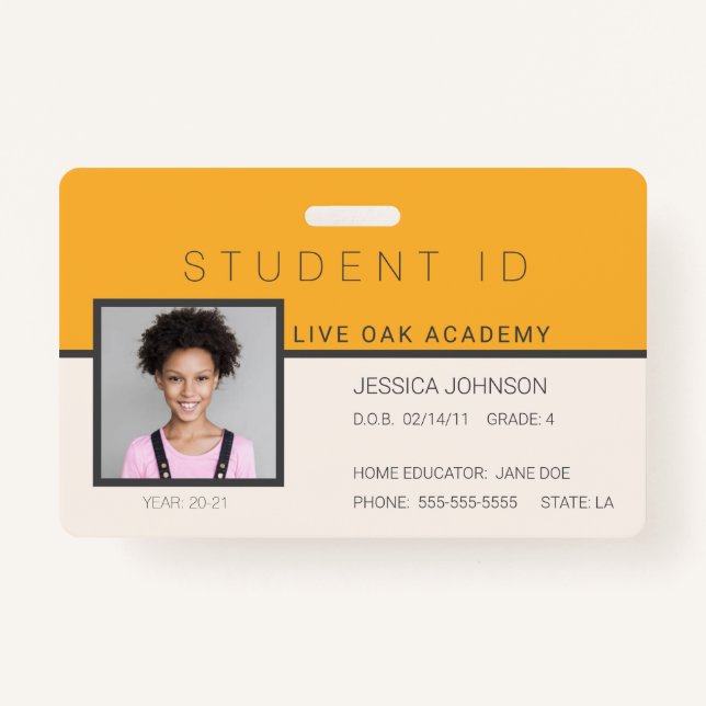 Studentenausweis Abzeichen | Doodles Orange Ausweis (Vorderseite)