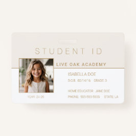 Studentenausweis Abzeichen | Modernes Gold Ausweis