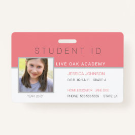 Studentenausweis Abzeichen | Modernes Rosa Ausweis