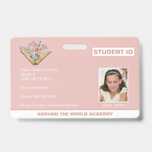 Studentenausweis Buchdesign-Abzeichen Ausweis (Vorderseite)