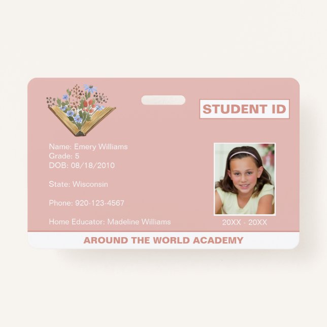 Studentenausweis Buchdesign-Abzeichen Ausweis (Vorderseite)