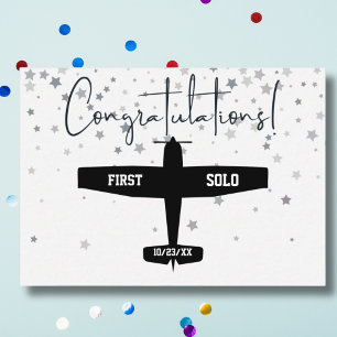 Studentenpilot First Solo Flugzeug Herzlichen Glüc Mitteilungskarte