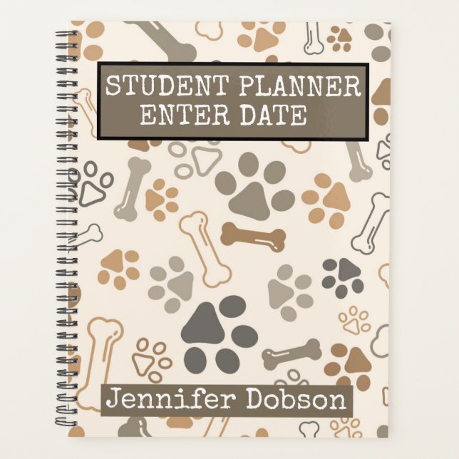 Studentenplaner mit Hundeknochen und Pfoten Planer (Vorderseite)