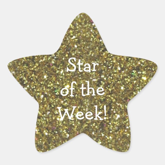 STUDENTSTAR DER WOCHE (Imitate) GOLD GLITZER STAR Stern-Aufkleber (Vorderseite)