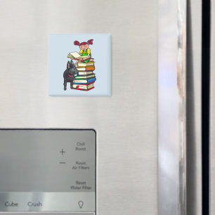 Studie Buddy Puppy mit School Girl on Books, ZKOA Magnet