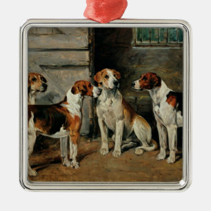 Studie der Jagdhunde Silbernes Ornament