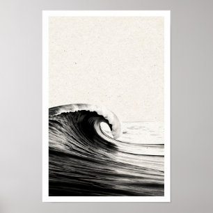 Studie der Meereswelle Schwarz-Weiß-Poster Poster