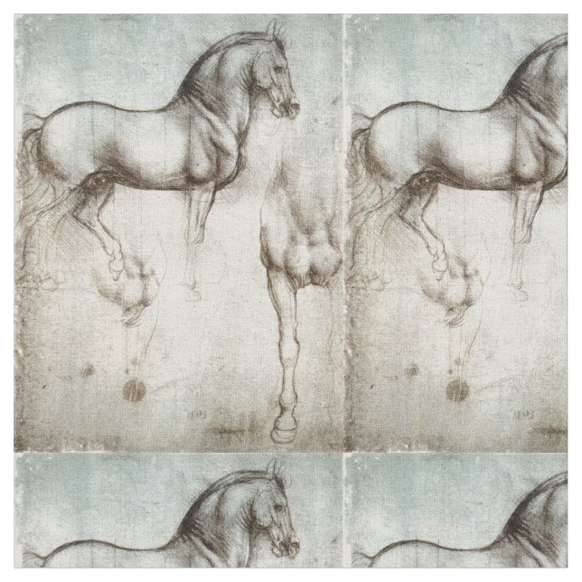 Studie der Pferde Leonardo da Vinci circa 1490 Stoff (Nahaufnahme)
