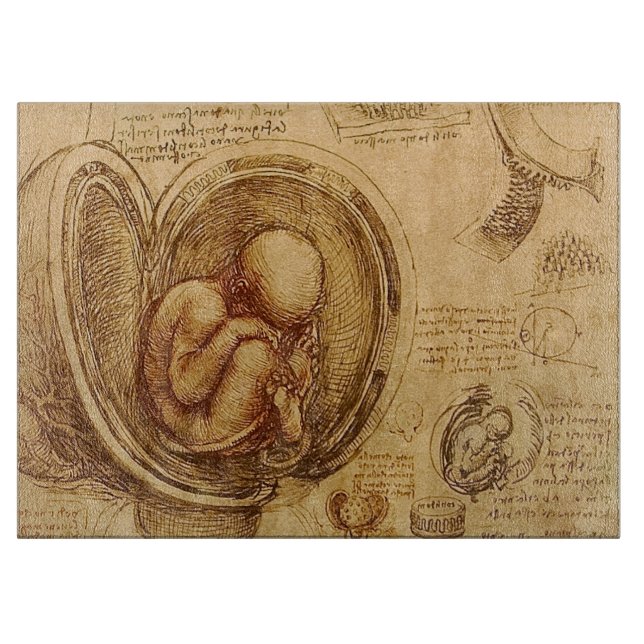 Studie des Babyfötusses durch Leonardo da Vinci Schneidebrett (Vorderseite)