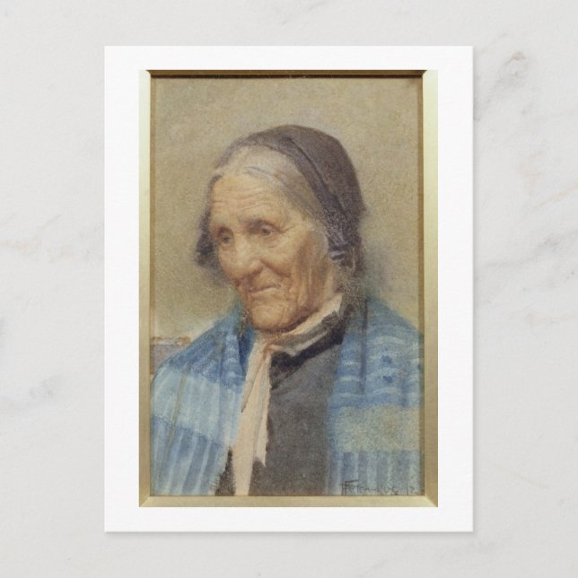 Studie einer alten Frau von 1912 (mit Papier) Postkarte (Vorderseite)