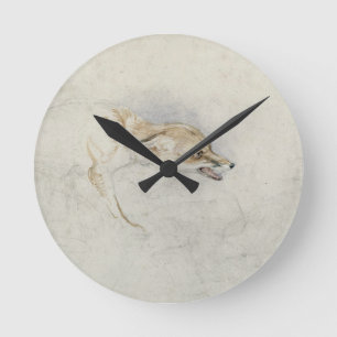 Studie eines Crouching Fox, nach rechts gerichtet Runde Wanduhr