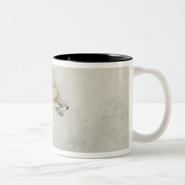 Studie eines duckenden Fox, rechte Rückseite Zweifarbige Tasse (Rechts)