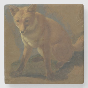 Studie eines Fox (Öl auf Platte) Steinuntersetzer