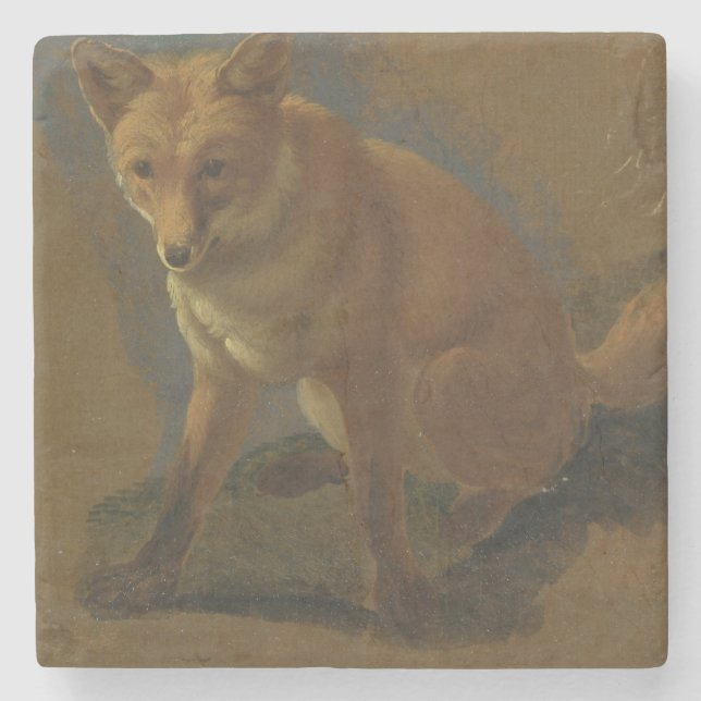 Studie eines Fox (Öl auf Platte) Steinuntersetzer (Vorderseite)