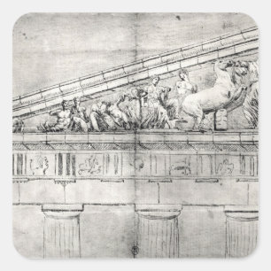 Studie eines Giebels vom Parthenon Quadratischer Aufkleber