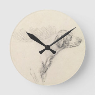 Studie eines Jagdhundes, 1794 (Bleistift auf Runde Wanduhr