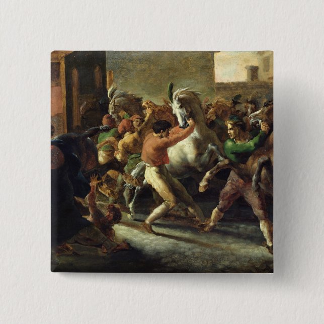Studie für das Rennen der barbarischen Pferde, Button (Vorderseite)