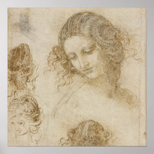 Studie für den Leiter von Leda durch Leonardo da V Poster