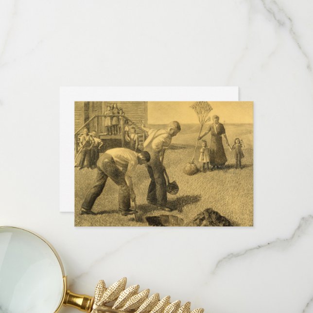Studie für die Baumpflanzergruppe von Grant Wood Dankeskarte (Vorderseite/Rückseite Beispiel)