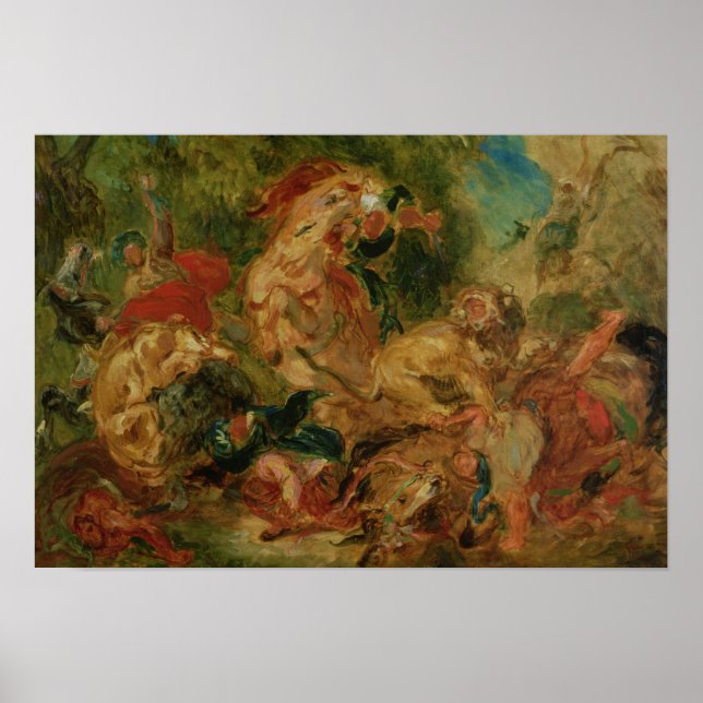 Studie für die Löwenjagd, 1854 Poster (Vorne)