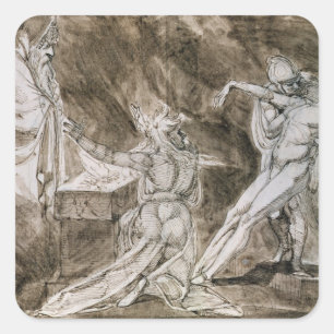 Studie für "Saul and the Witch of Endor" Quadratischer Aufkleber