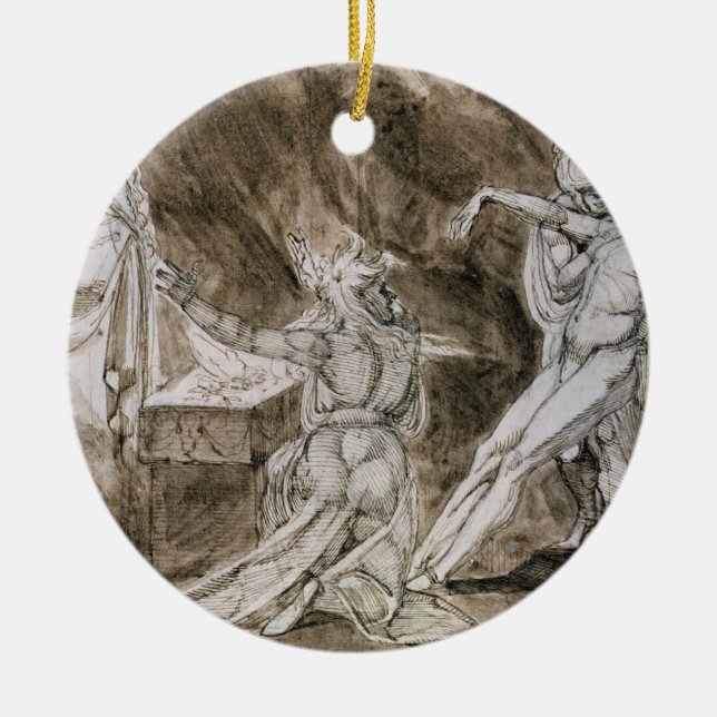 Studie für "Saul und die Hexe von Endor " Keramikornament (Vorne)