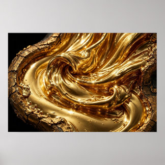 Studie in Gold — Geschmolzenes Gold Wirbel Abstrak Poster