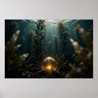 Studie in Kelp — Leuchtende Kugel im Kelpwald Poster