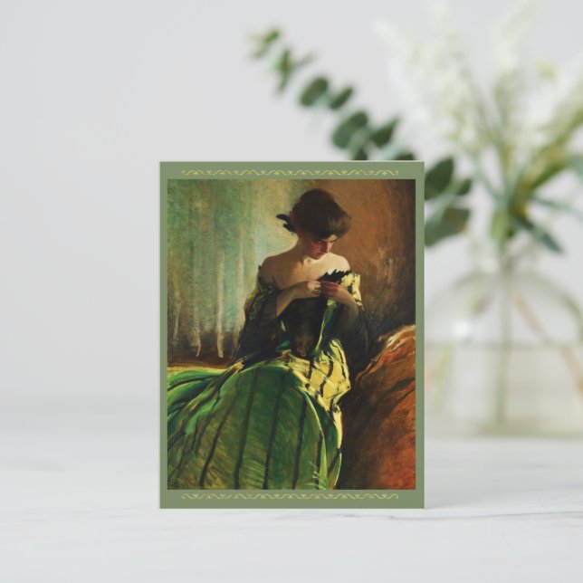 Studie in Schwarz und Grün von John White Alexande Postkarte (Stehend Vorderseite)
