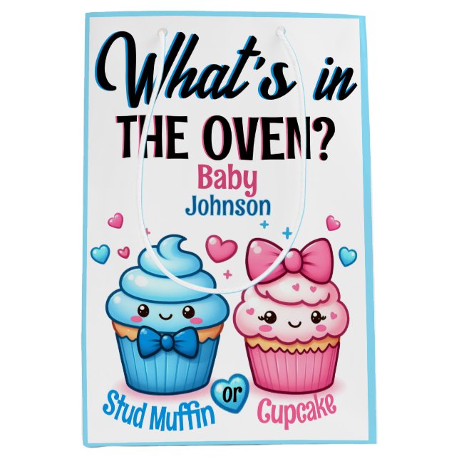 Studie Muffin oder Cupcake Pink oder Blue Gender R Mittlere Geschenktüte (Vorderseite)