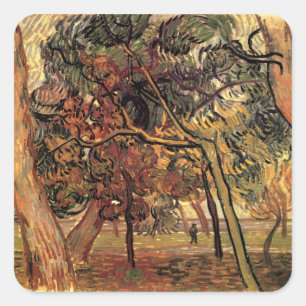 Studie Pine Trees von Vincent van Gogh Quadratischer Aufkleber